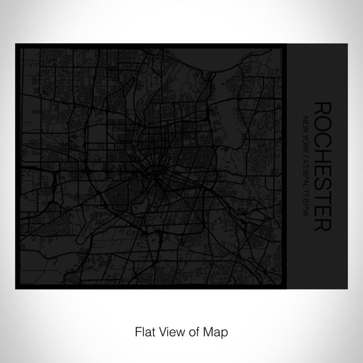 Rendered View of Rochester New York Map on 20oz Stainless Steel Insulated Bottle with Bamboo Top in Matte Black with printed Tactile Lines Map in Black