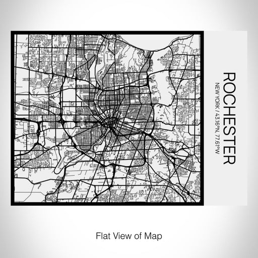 Rendered View of Rochester New York Map on 20oz Stainless Steel Insulated Bottle with Bamboo Top in Matte White with printed Tactile Lines Map in Black