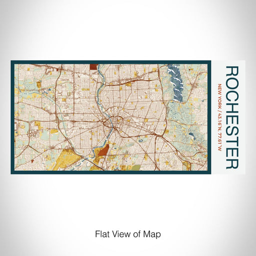 Rendered View of Rochester New York Map on 17oz Stainless Steel Insulated Bottle with printed woodblock style map