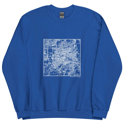 Rochester New York  Map Unisex Crewneck Sweater with City inscription in Royal Blue