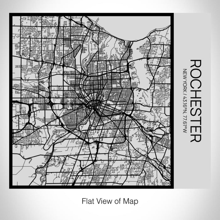 Rendered View of Rochester New York Map on 17oz Stainless Steel Insulated Tumbler in Tactile Lines with Succulent in Background