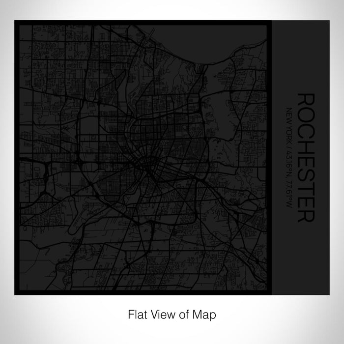 Rendered View of Rochester New York Map on 17oz Stainless Steel Insulated Tumbler in Matte Black with Tactile Lines