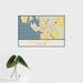 16x24 Rock Hall Maryland Map Print Landscape Orientation in Woodblock Style With Tropical Plant Leaves in Water