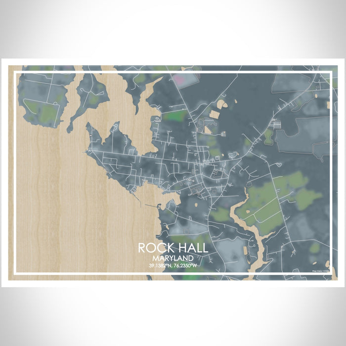 Rock Hall Maryland Map Print Landscape Orientation in Afternoon Style With Shaded Background