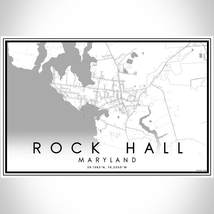Rock Hall Maryland Map Print Landscape Orientation in Classic Style With Shaded Background