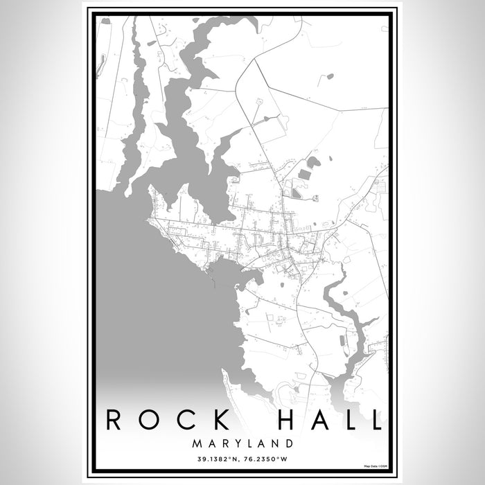 Rock Hall Maryland Map Print Portrait Orientation in Classic Style With Shaded Background
