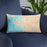 Custom Rock Hall Maryland Map Throw Pillow in Watercolor on Blue Colored Chair