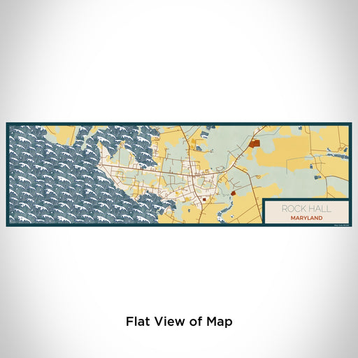 Flat View of Map Custom Rock Hall Maryland Map Enamel Mug in Woodblock