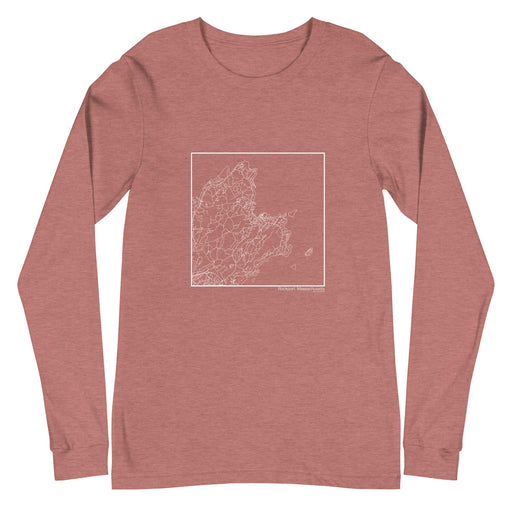 Rockport Massachusetts  Map Unisex Long-Sleeve T-shirt with City inscription in Heather Mauve
