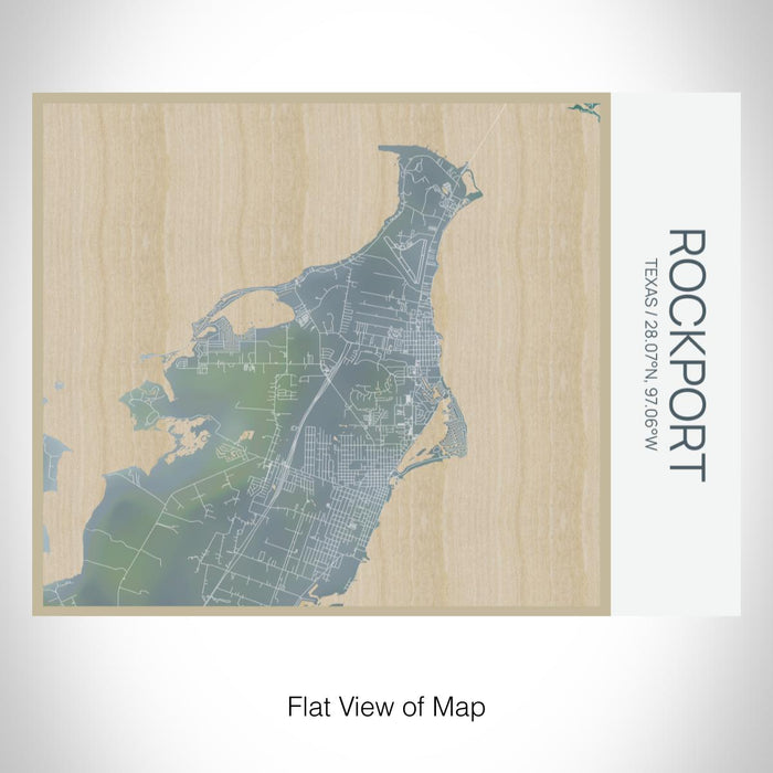 Rendered View of Rockport Texas Map on 20oz Stainless Steel Insulated Bottle with Bamboo Top with printed afternoon style map