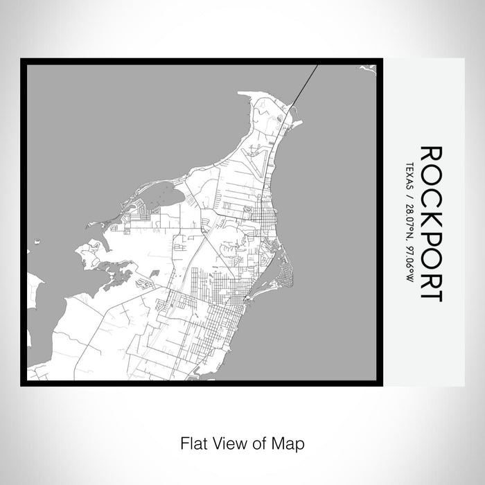 Rendered View of Rockport Texas Map on 20oz Stainless Steel Insulated Bottle with Bamboo Top with printed classic style map