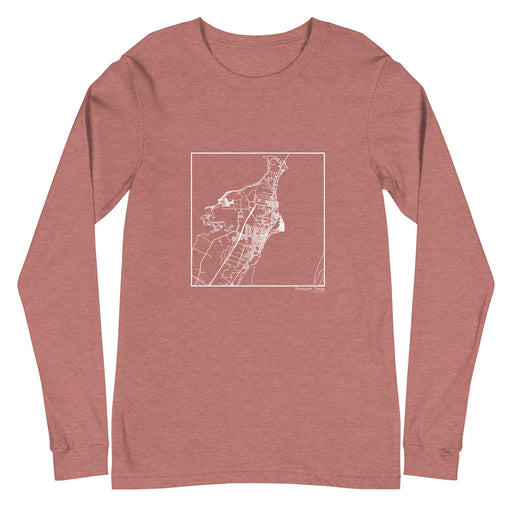Rockport Texas  Map Unisex Long-Sleeve T-shirt with City inscription in Heather Mauve
