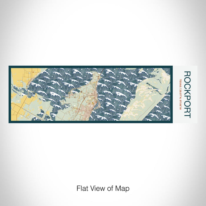 Rendered View of Rockport Texas Map on 10oz Stainless Steel Insulated Cup in Woodblock with Sliding Lid