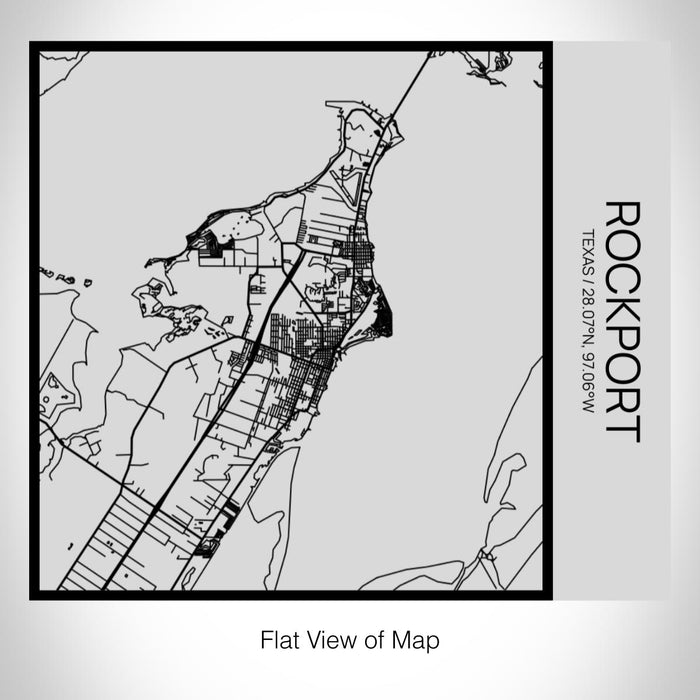 Rendered View of Rockport Texas Map on 17oz Stainless Steel Insulated Tumbler in Tactile Lines with Succulent in Background