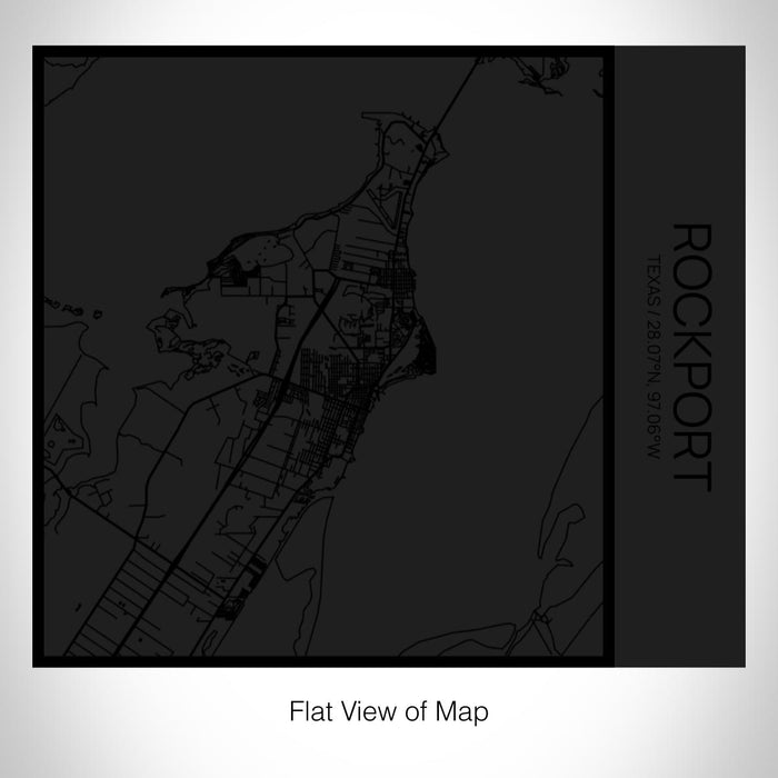 Rendered View of Rockport Texas Map on 17oz Stainless Steel Insulated Tumbler in Matte Black with Tactile Lines