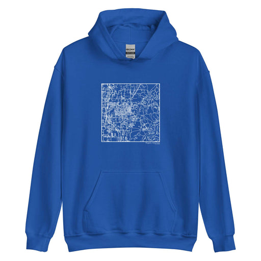 Rogers Arkansas  Map Unisex Hoodie Sweater with City inscription in Royal Blue