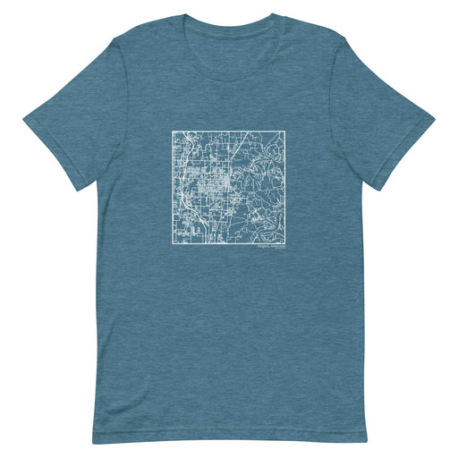 Rogers Arkansas  Map Unisex T-Shirt with City inscription in Heather Teal
