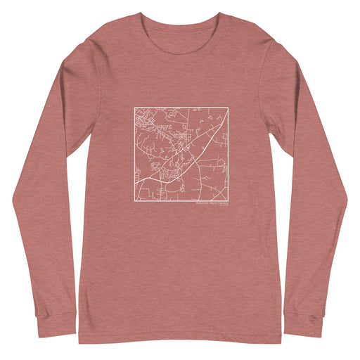 Rolesville North Carolina  Map Unisex Long-Sleeve T-shirt with City inscription in Heather Mauve