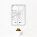12x18 Rome Georgia Map Print Portrait Orientation in Classic Style With Small Cactus Plant in White Planter