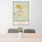 24x36 Rome Georgia Map Print Portrait Orientation in Woodblock Style Behind 2 Chairs Table and Potted Plant