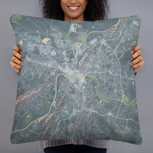 Person holding 22x22 Custom Rome Georgia Map Throw Pillow in Afternoon