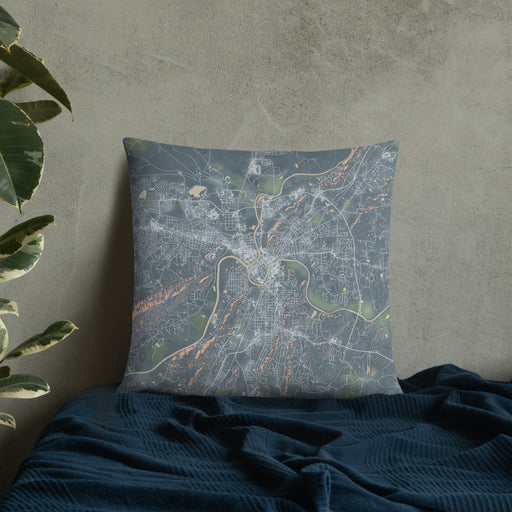 Custom Rome Georgia Map Throw Pillow in Afternoon on Bedding Against Wall