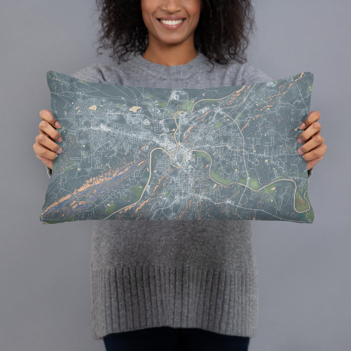 Person holding 20x12 Custom Rome Georgia Map Throw Pillow in Afternoon