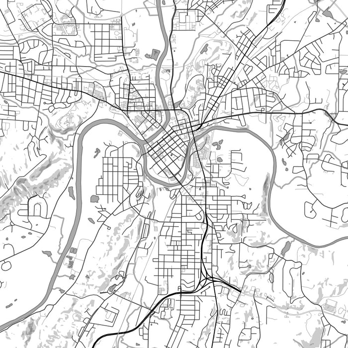Rome Georgia Map Print in Classic Style Zoomed In Close Up Showing Details