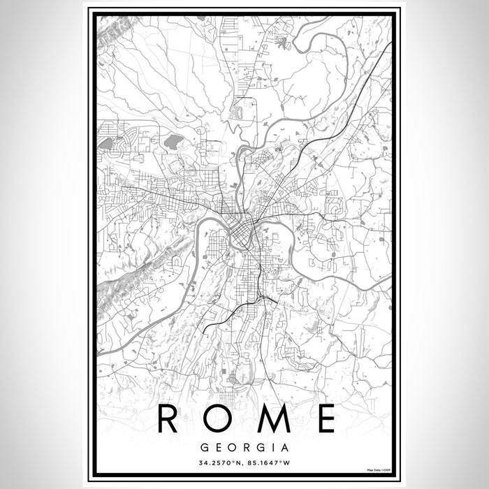 Rome Georgia Map Print Portrait Orientation in Classic Style With Shaded Background