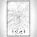Rome Georgia Map Print Portrait Orientation in Classic Style With Shaded Background