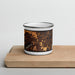 Front View Custom Rome Georgia Map Enamel Mug in Ember on Cutting Board