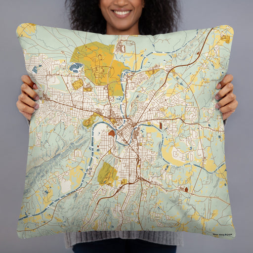 Person holding 22x22 Custom Rome Georgia Map Throw Pillow in Woodblock