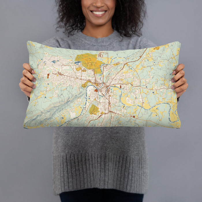 Person holding 20x12 Custom Rome Georgia Map Throw Pillow in Woodblock