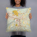 Person holding 18x18 Custom Rome Georgia Map Throw Pillow in Woodblock