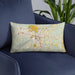 Custom Rome Georgia Map Throw Pillow in Woodblock on Blue Colored Chair