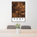 24x36 Rome New York Map Print Portrait Orientation in Ember Style Behind 2 Chairs Table and Potted Plant