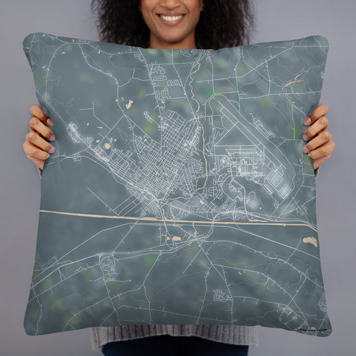 Person holding 22x22 Custom Rome New York Map Throw Pillow in Afternoon