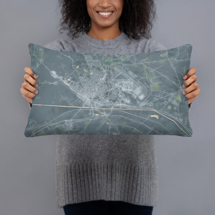 Person holding 20x12 Custom Rome New York Map Throw Pillow in Afternoon