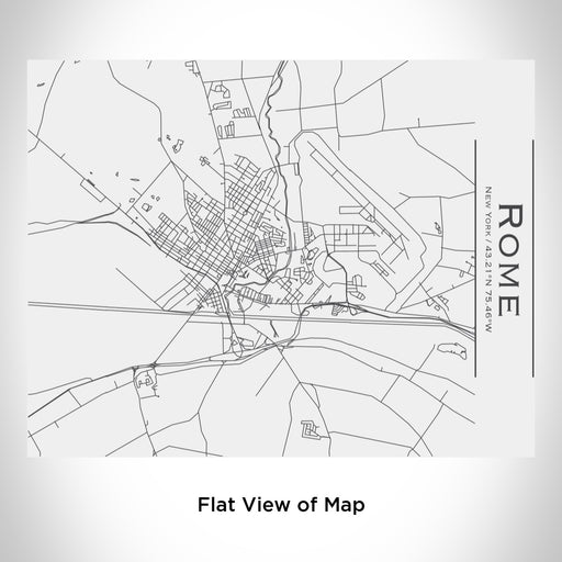 Rendered View of Rome New York Map Engraving on 20oz Stainless Steel Insulated Bottle with Bamboo Top in White