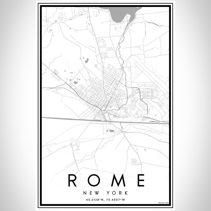 Rome New York Map Print Portrait Orientation in Classic Style With Shaded Background