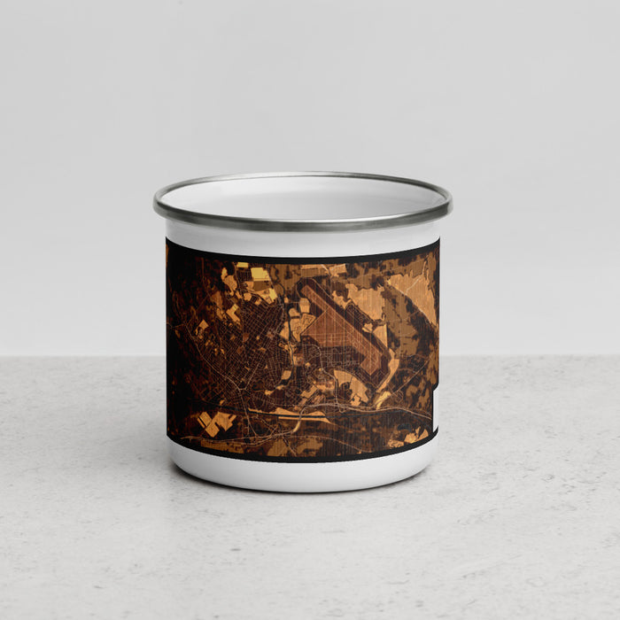 Front View Custom Rome New York Map Enamel Mug in Ember