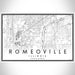 Romeoville Illinois Map Print Landscape Orientation in Classic Style With Shaded Background