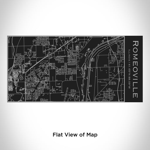Rendered View of Romeoville Illinois Map Engraving on 17oz Stainless Steel Insulated Cola Bottle in Black