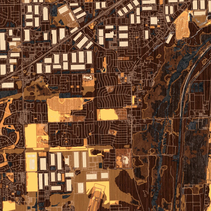 Romeoville Illinois Map Print in Ember Style Zoomed In Close Up Showing Details
