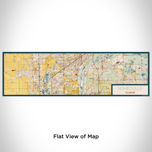 Flat View of Map Custom Romeoville Illinois Map Enamel Mug in Woodblock
