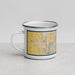 Left View Custom Romeoville Illinois Map Enamel Mug in Woodblock