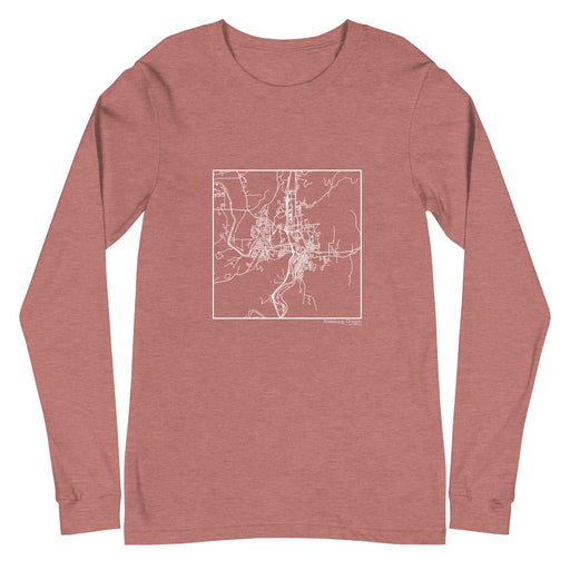 Roseburg Oregon  Map Unisex Long-Sleeve T-shirt with City inscription in Heather Mauve