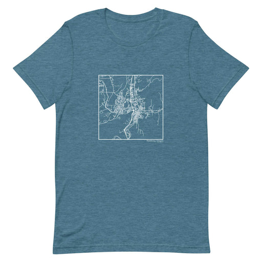 Roseburg Oregon  Map Unisex T-Shirt with City inscription in Heather Teal