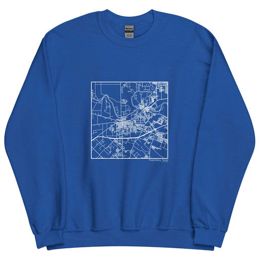Rosenberg Texas  Map Unisex Crewneck Sweater with City inscription in Royal Blue