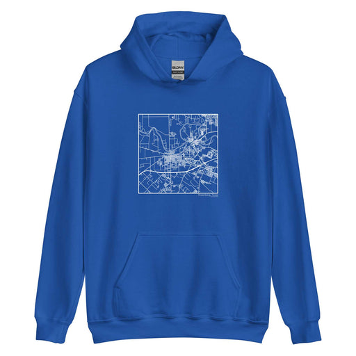 Rosenberg Texas  Map Unisex Hoodie Sweater with City inscription in Royal Blue
